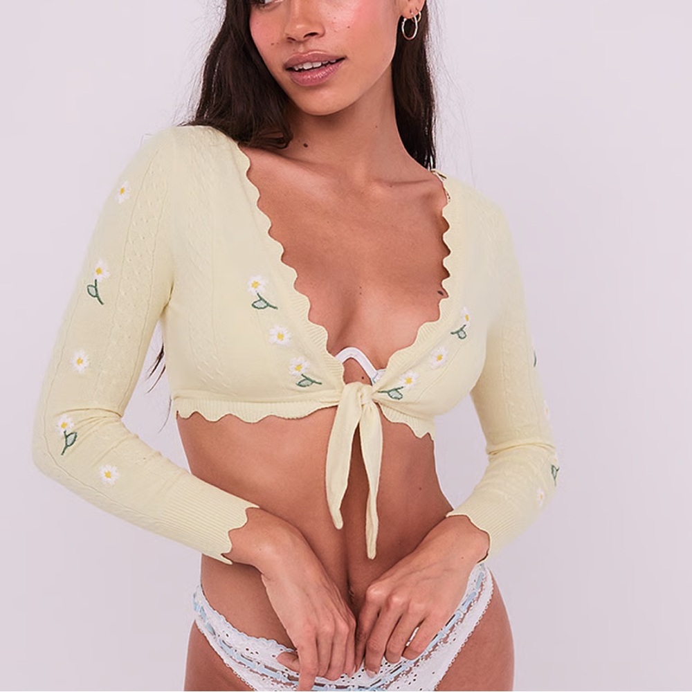 For Love and Lemons yellow cardigan